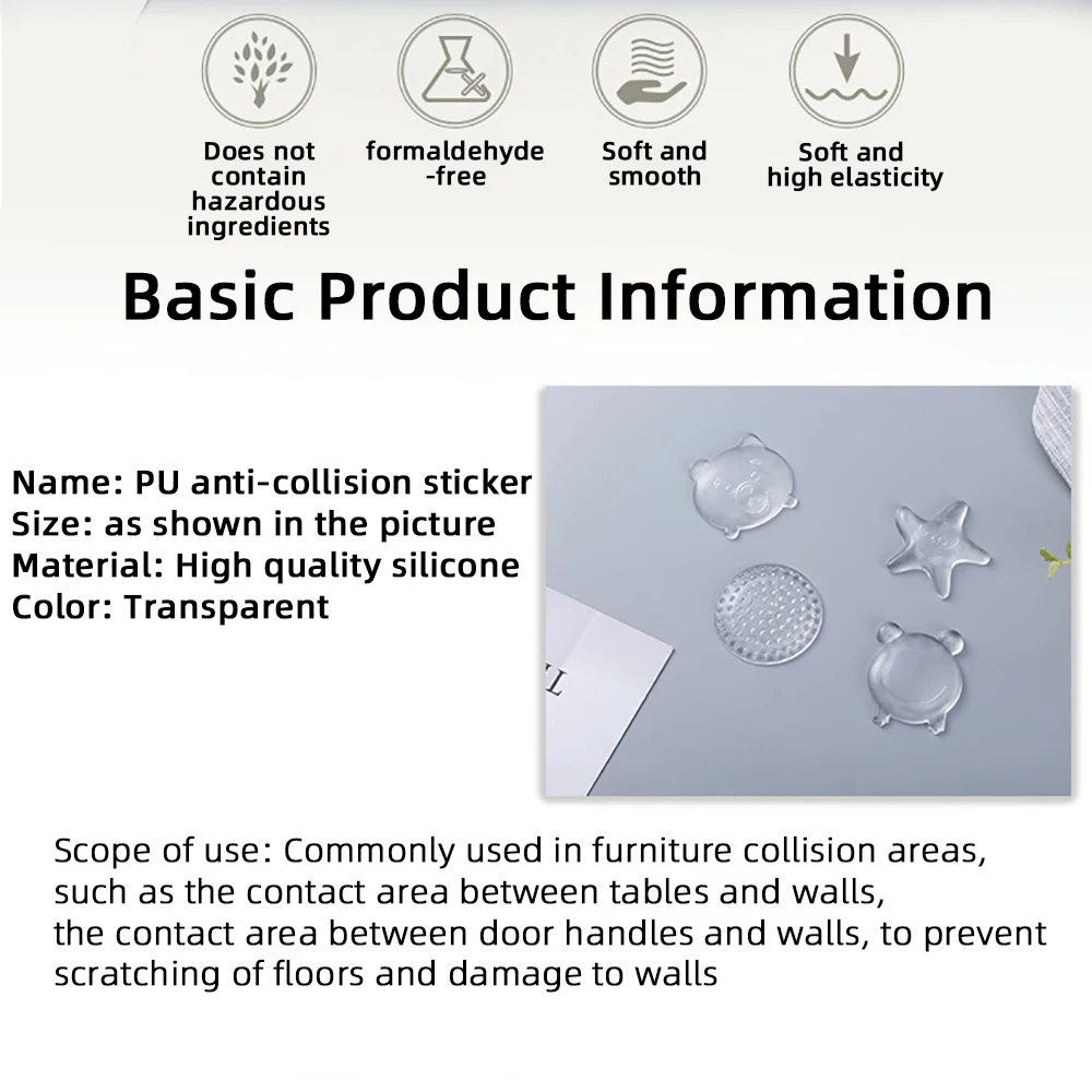 Transparent Cartoon Silicone Door Stopper Anti Collision Self Adhesive Wall Guard Safety Shockproof Noise Reducing Bumper Pad