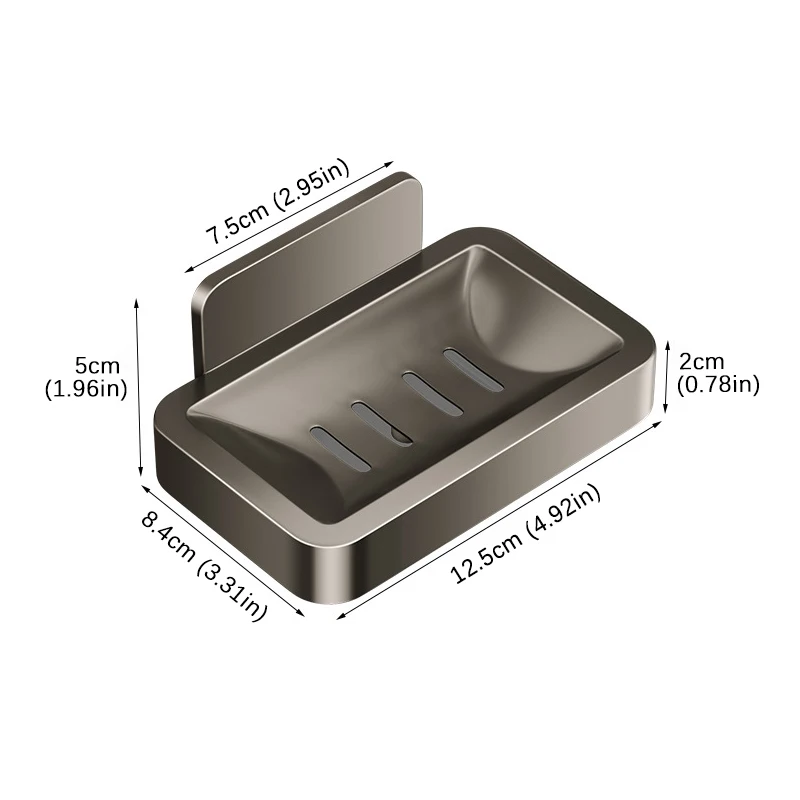 Soap Holder Shower Soap Tray Soap Dish Rack Bathroom Soap Dish No Drill Wall Mounted Soap Holder Aluminum Alloy Sponge Storage Organizer Bathroom Accessories