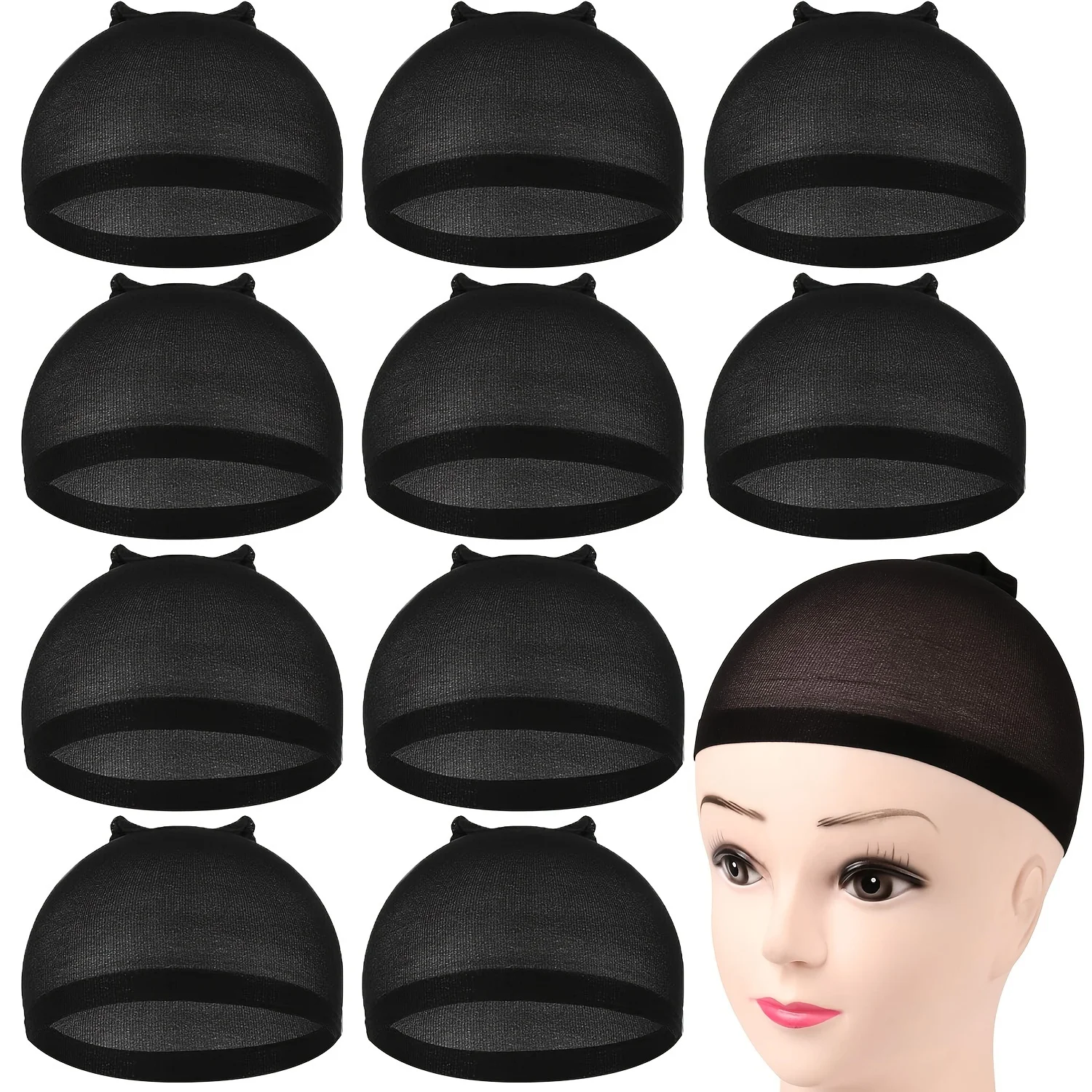 10pcs nylon wig cap stockings elastic wig cap black, brown, light brown