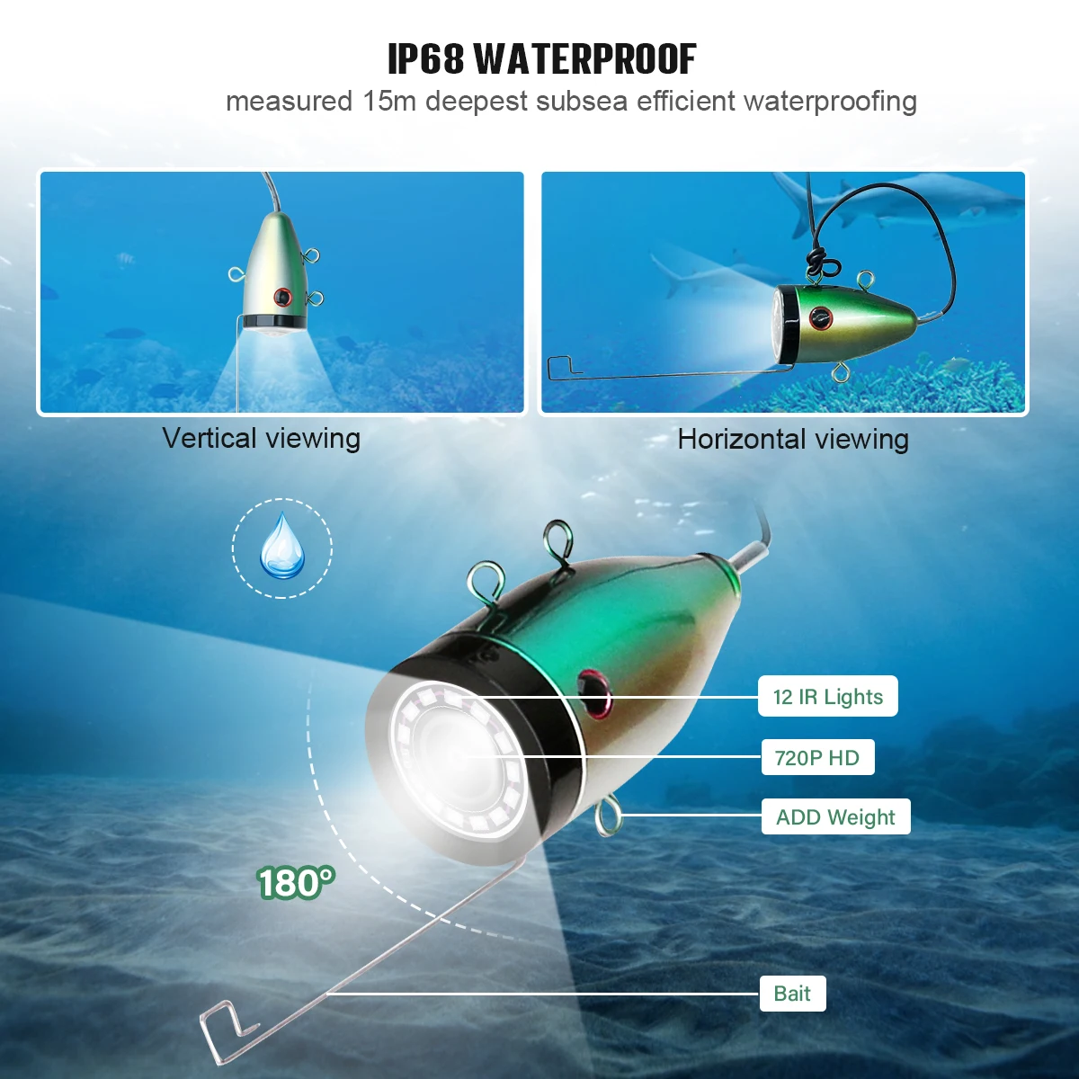 DVR Fish Finder 10 inch Underwater Fishing Camera 1080P