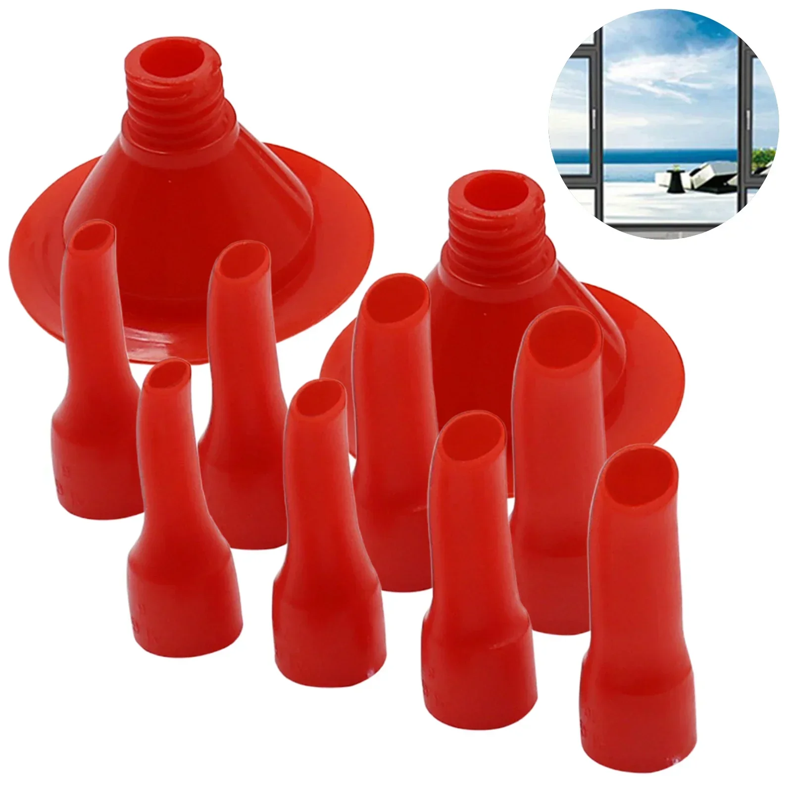 8+2pcs Glass Glue Caulking Nozzle Sealant Tool For Home Floor Windows Gap Filling Glue Tip Mouth Construction Tools