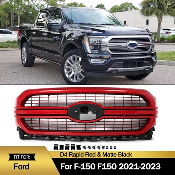 For 2021 2022 2023 Ford Limited Lariat F150 F-150 Front Grille Assembly Front Bumper Upper Grilles Modified Grills Rapid Red D4