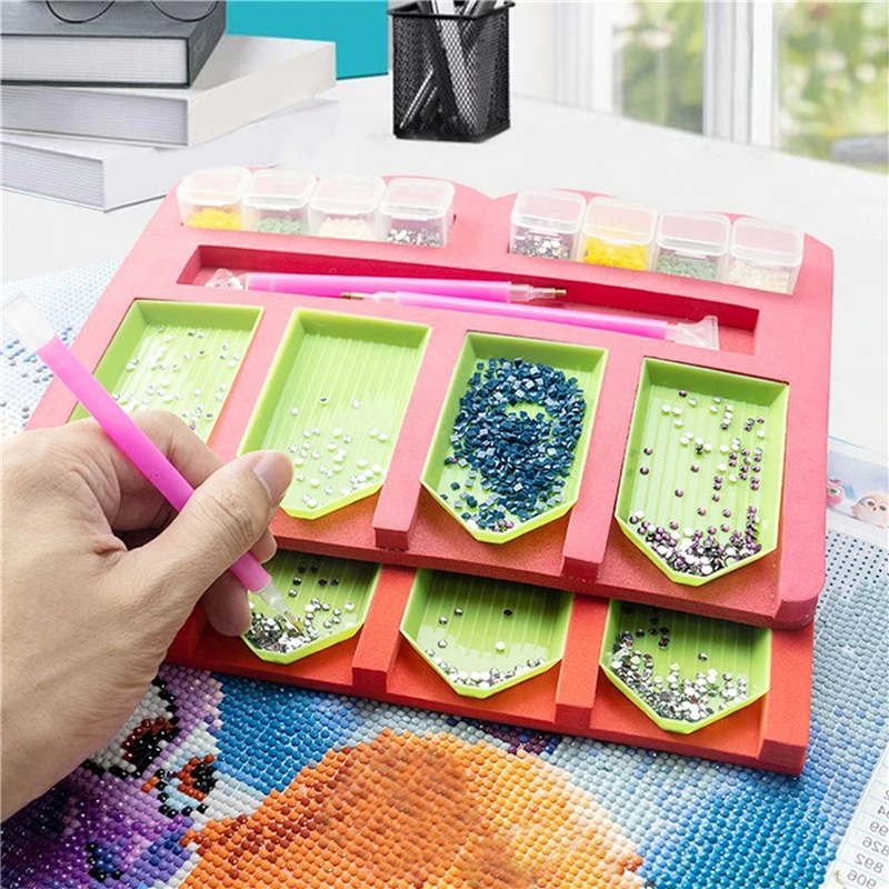 Multifunctional Diamond Painting Tray Holder Drill Pen Drill Pen Box Organizer DIY Craft Sewing Storage Tray diamond painting storage box storage box plastic storage box storage container storage bag diamond painting accessories diamond painting tool set