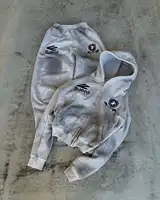 Hip hop Embroidered Oversized Sweatshirt Crown Grey Set Retro Stripe Embroidered Zipper Hoodie Sweatpants Set Mens Two Piece Set 1