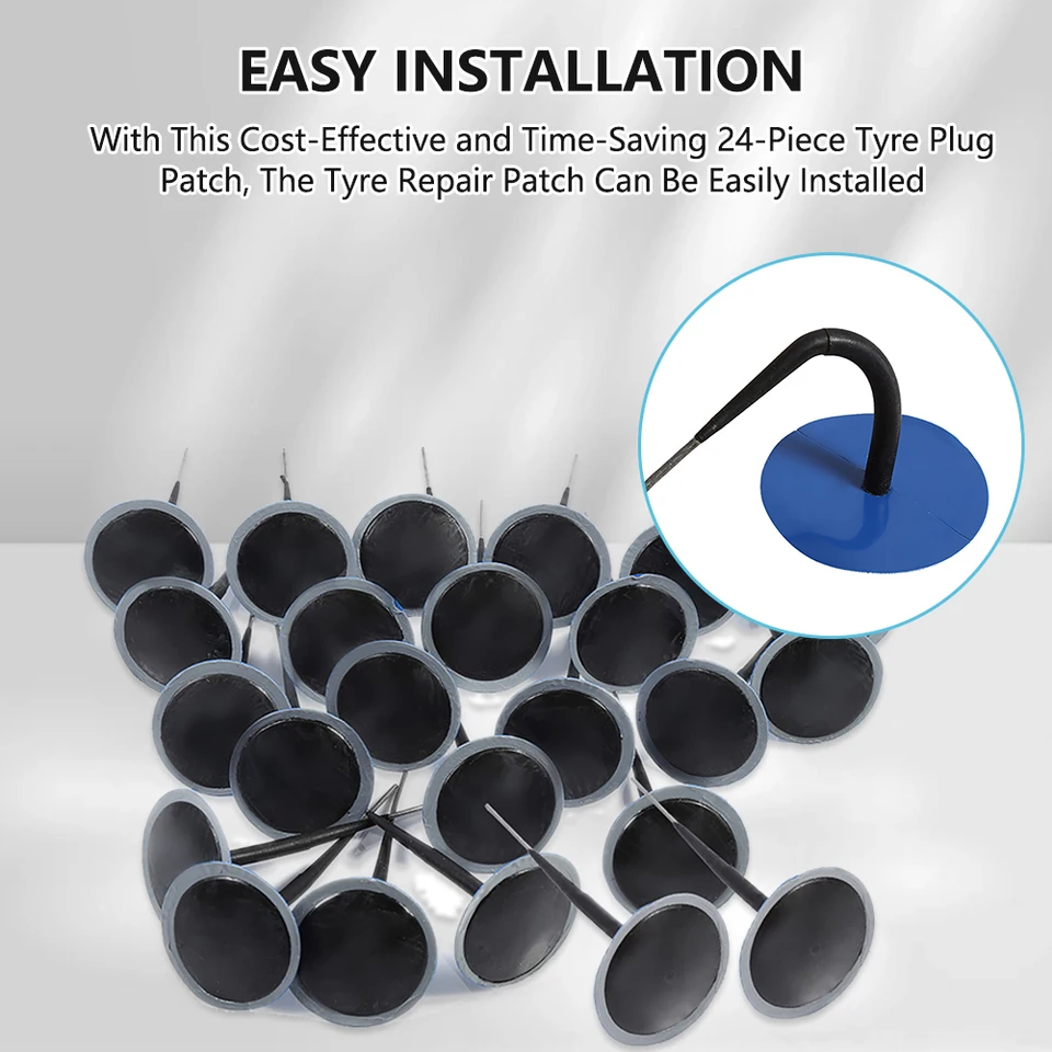 Kit Riparazione Pneumatici Tubeless – 24 Tappi A Fungo Cablati 4,5 Mm Per Auto, Moto, Camion E Trattori, In Gomma Blu Resistente