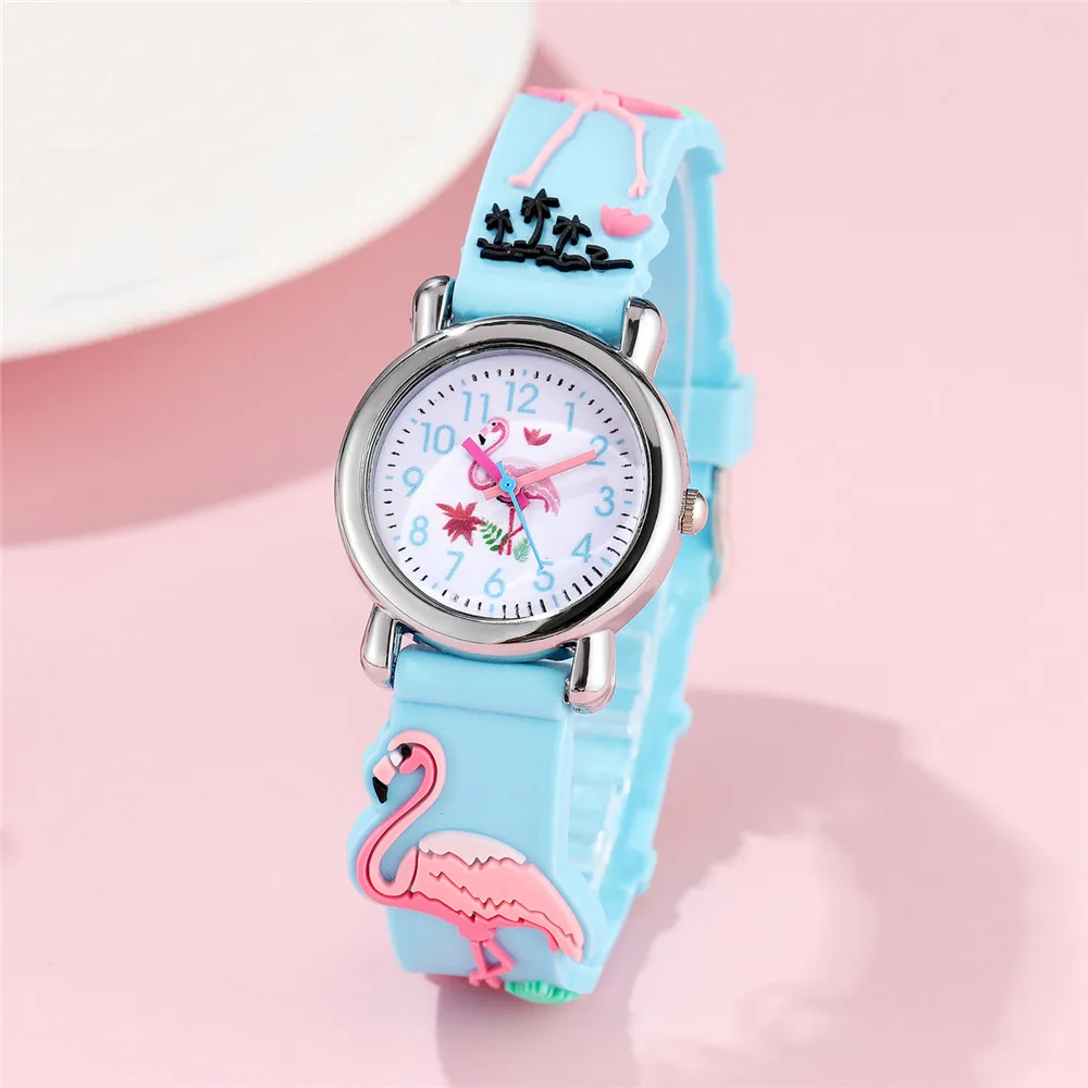 Cute flamingo pattern Children's cartoon watch 4