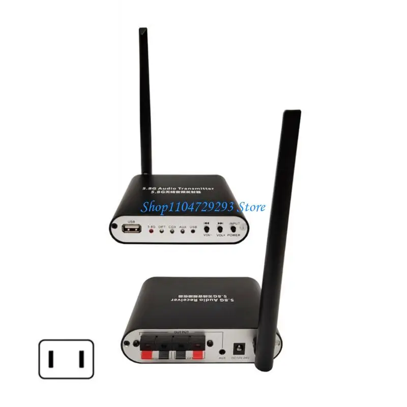 Y2GD 5.8G RF 무선 오디오 송신기 수신기 5.1CH 서라운드 사운드 지원 광섬유 동축 및 AUX USB 재생 음악 플레이어