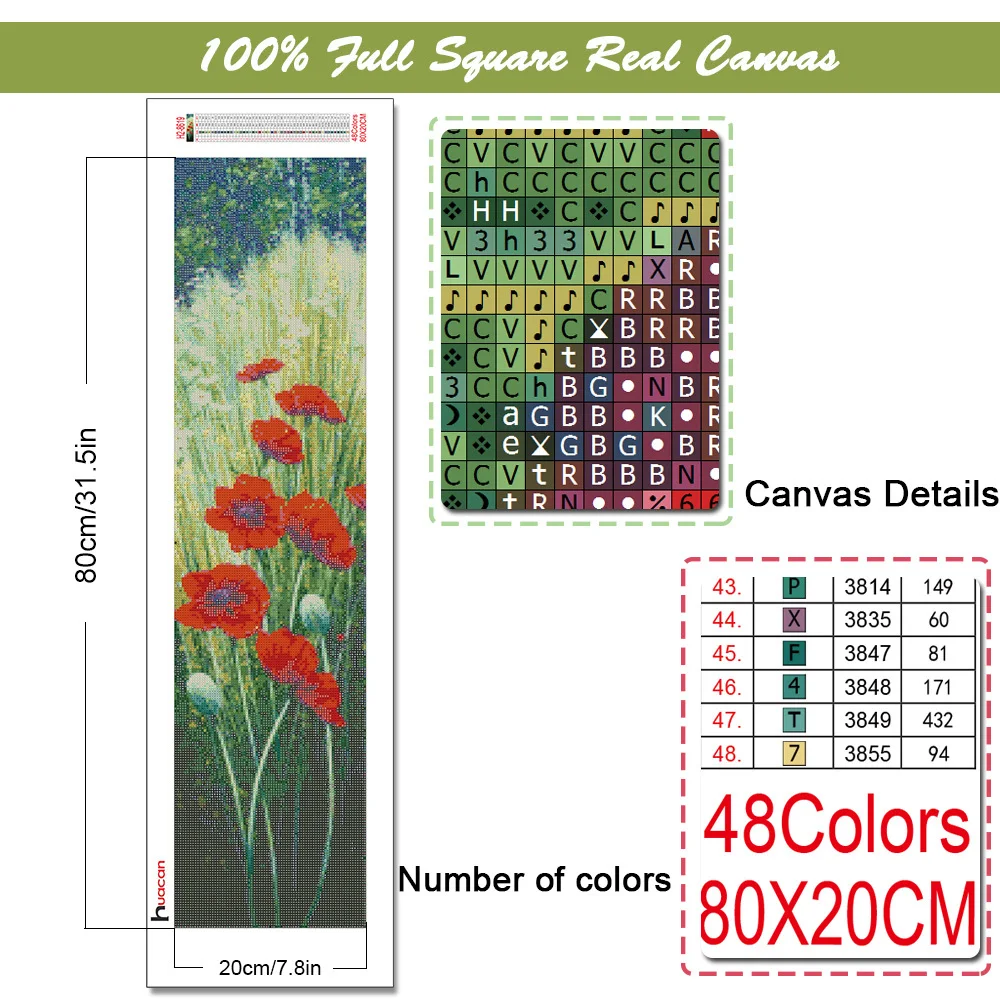 Huacan 5d DIY Diamond Embroidery Cross Stitch Daisy Poppy Full Square Diamond Painting Rhinestones Mosaic Flower Needlework