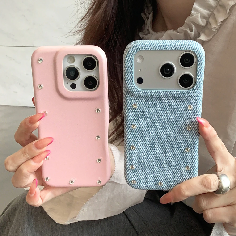 Luxury Rhinestone PU Leather Phone Case with Hybrid PC Protection