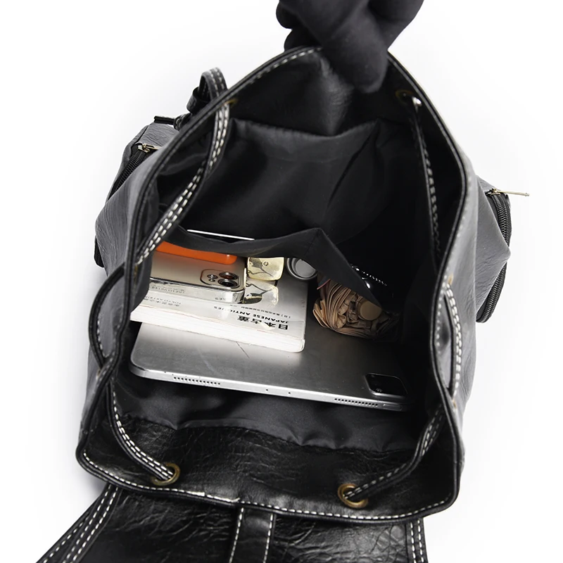 Mochila Antirrobo Mochila Cuerdas Cuero Mochila Para Mujer