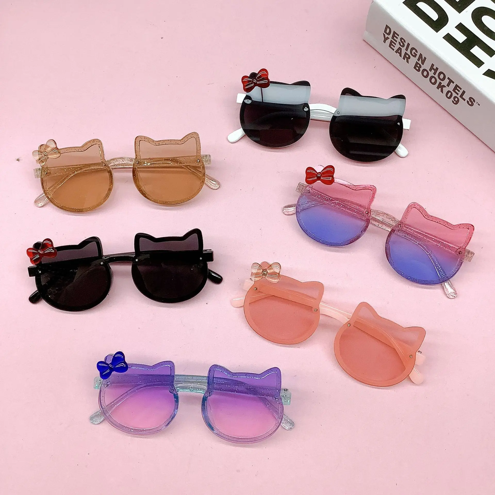 

Fashion new bow kids sunglasses cute cat styling baby sunglasses trend girls sunshade glasses