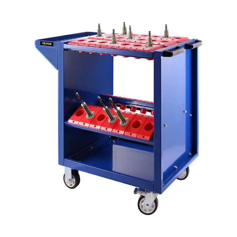 

Тележка на колесиках, 35 вместимости, инструментальная синяя, 40 конических Держателей Инструментов, полка, тележка с двумя поворотными и двумя фиксированными роликами