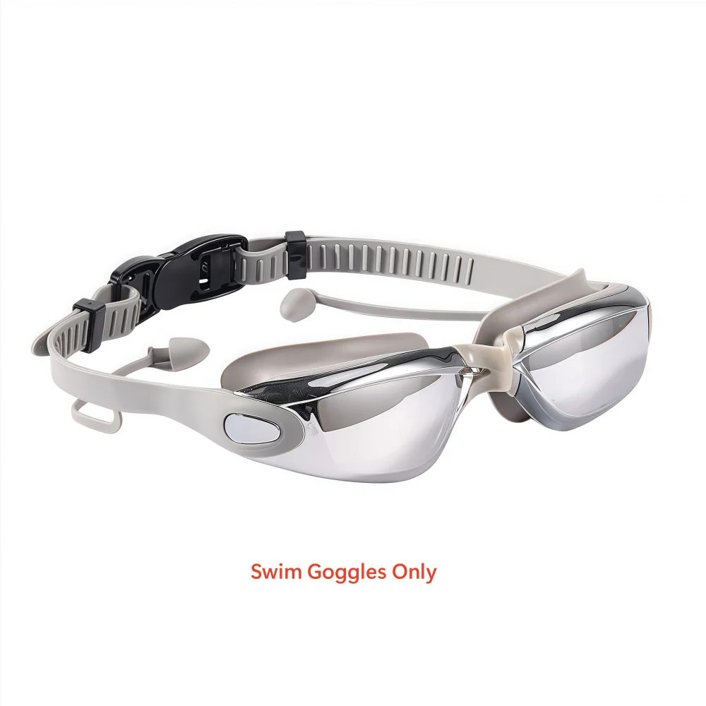 Premium Anti-Fog UV Protection Swim Goggles with Nose Clip and Earplugs - Full Face Leak-Proof Design