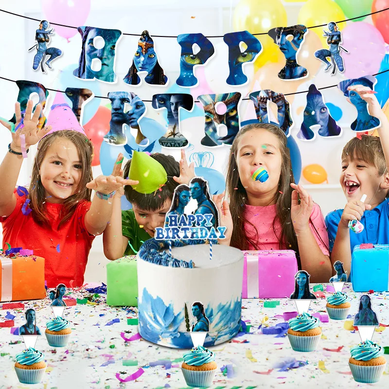 Avataring TheWay Of Water Theme Birthday Party Decoration  Cake Decoration Supplies Latex Balloon Banner Baby Shower Gift