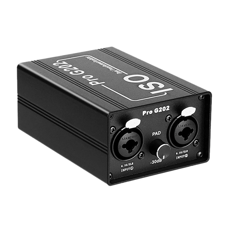 

Pro G202 Noise Canceller Dual-Channel 6.5 XLR Audio Isolator Current Sound Noise Mixer Microphone Common Ground Filter