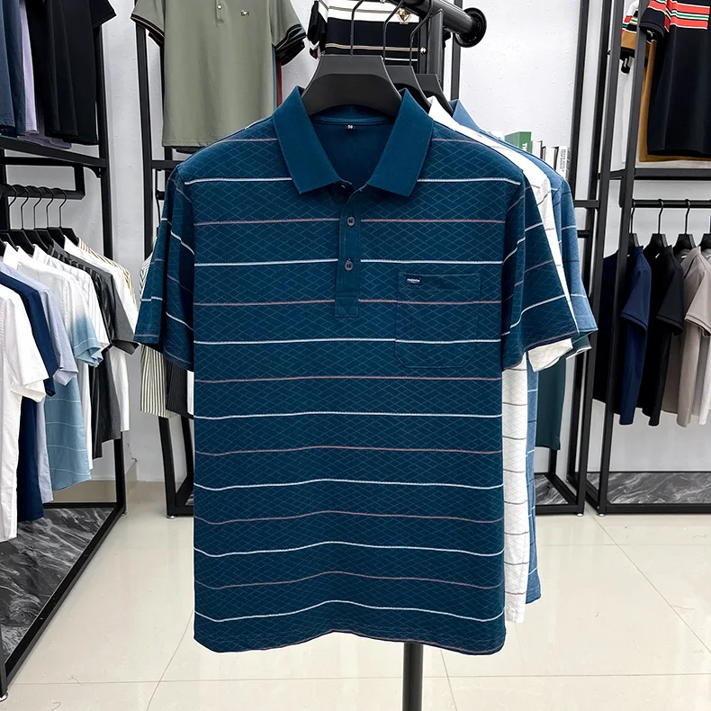 Luxury brand plaid jacquard short sleeve polo shirt fashion letter embroidery pocket classic stripes trend men's new T-shirt top 16 S72961b9852aa42dbbbfe3442a04aa409E
