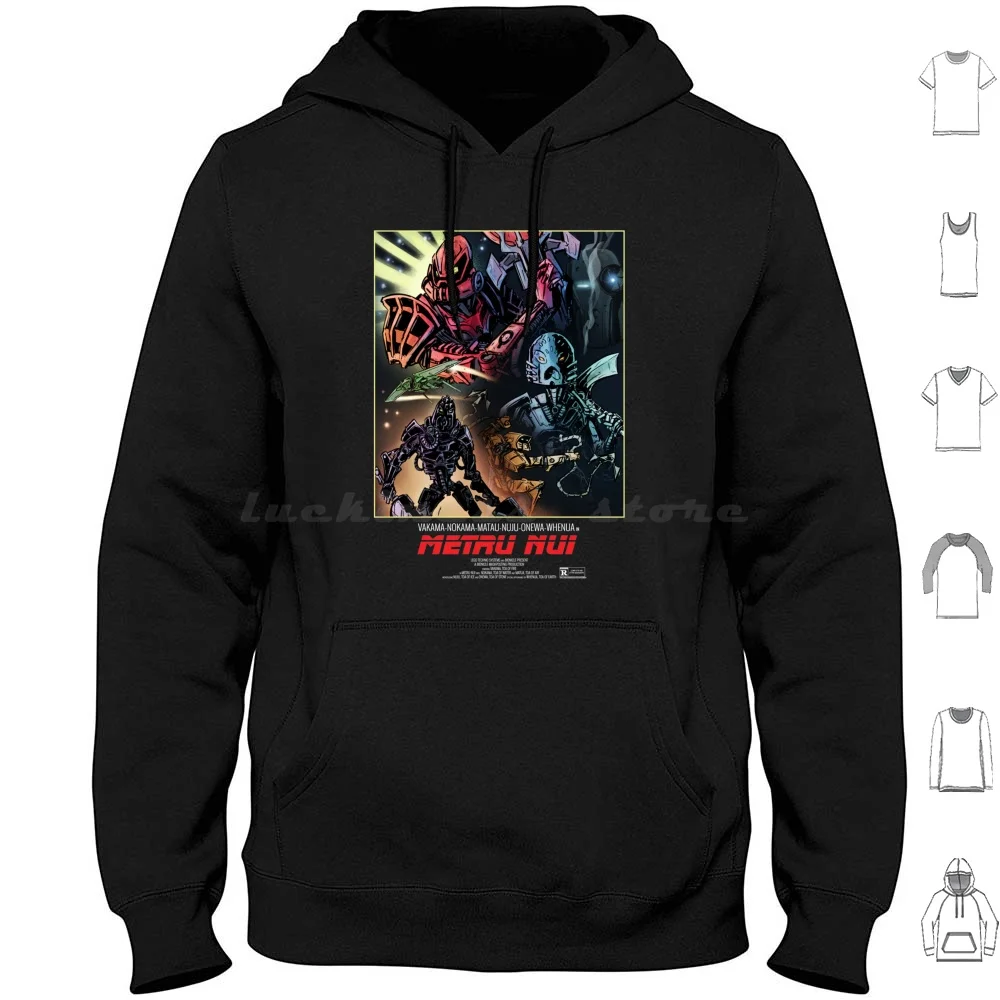 M E T R U. N U I Felpa Con Cappuccio Cotone Manica Lunga Bionicle Toa Mata Nui Kopaka Lewa Robot Tahu Kanohi Meme Onua Bionicle Pohatu