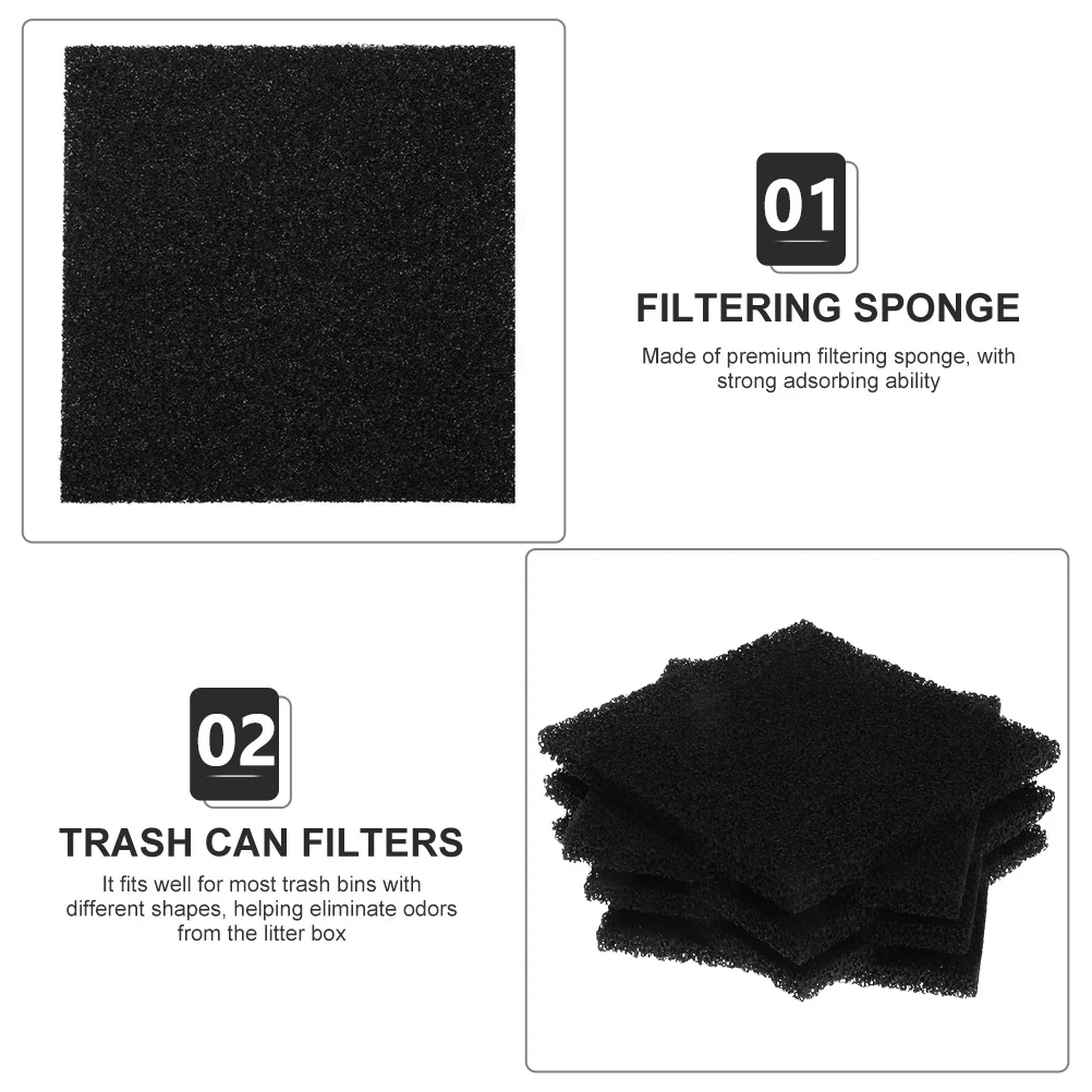 6pcs Household Trash Can Charcoal Filter Pads Deodorizer Smell Odor (Black) 3