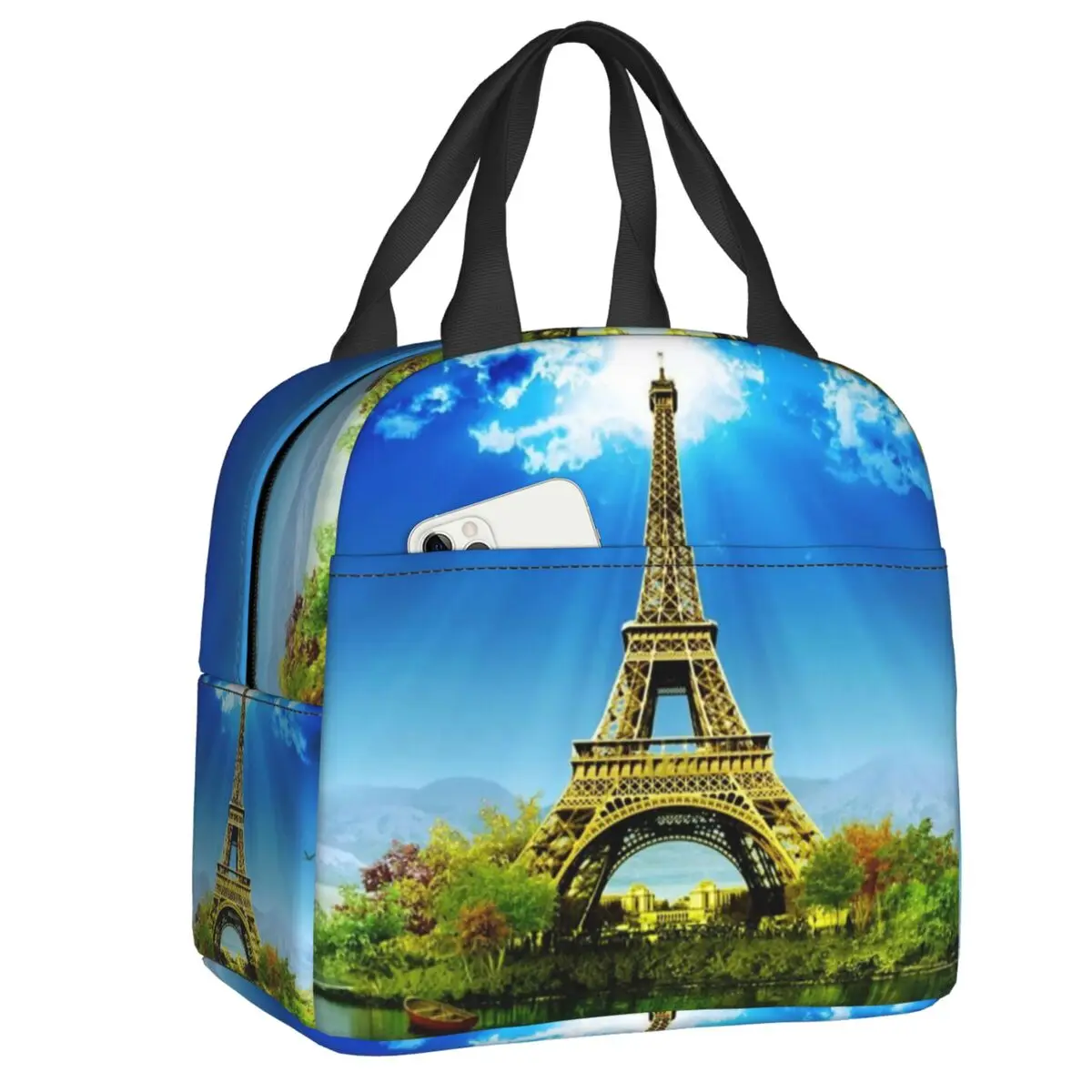 

Wonderful Eiffel Tower Insulated Lunch Bag for Work School Romantic France Leakproof Cooler Thermal Lunch Box Women Kids