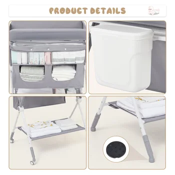 Baby Birth Folding Nursing Table Portable Baby Changing Table Foldable Diaper Changing Station Adjustable Height 2