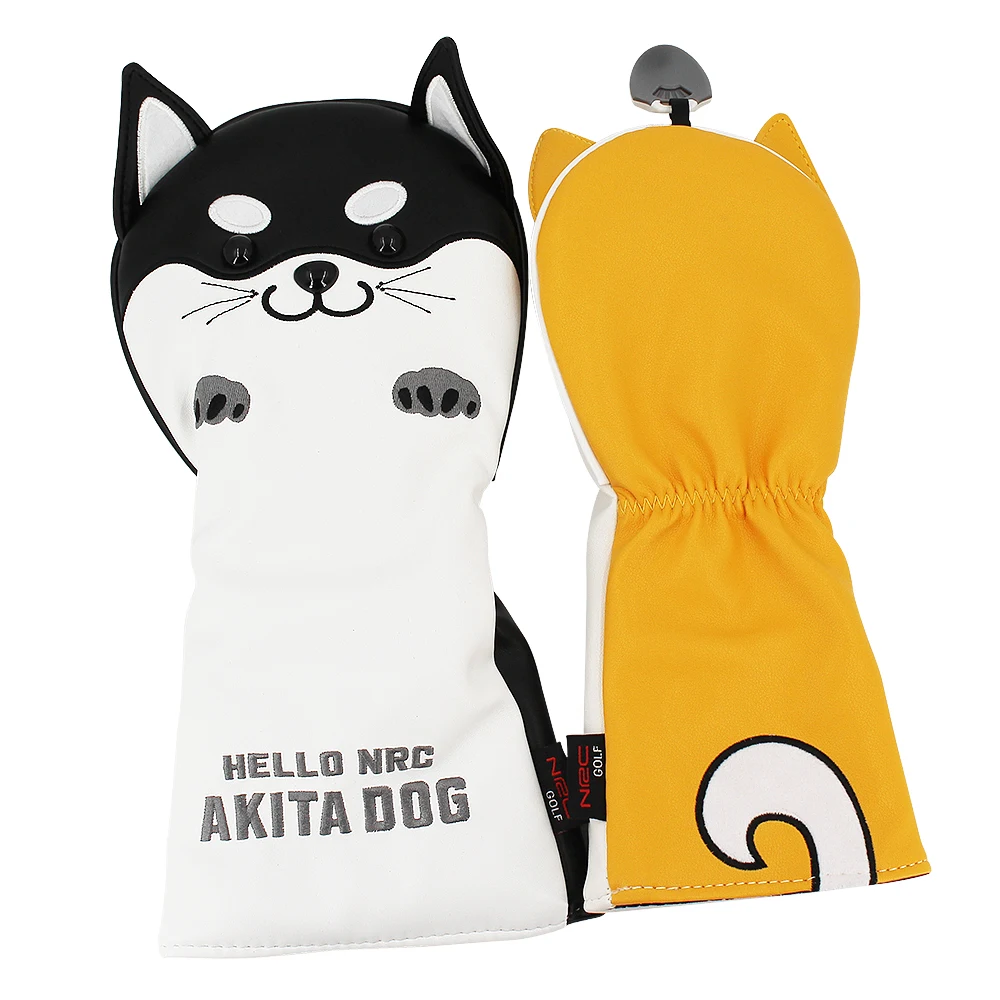 Golf Wood Head Cover for Driver Fairway Hybrid Cute Akita Golf Putter Cover PU Leather Waterproof Protector Golf Club Cover 6