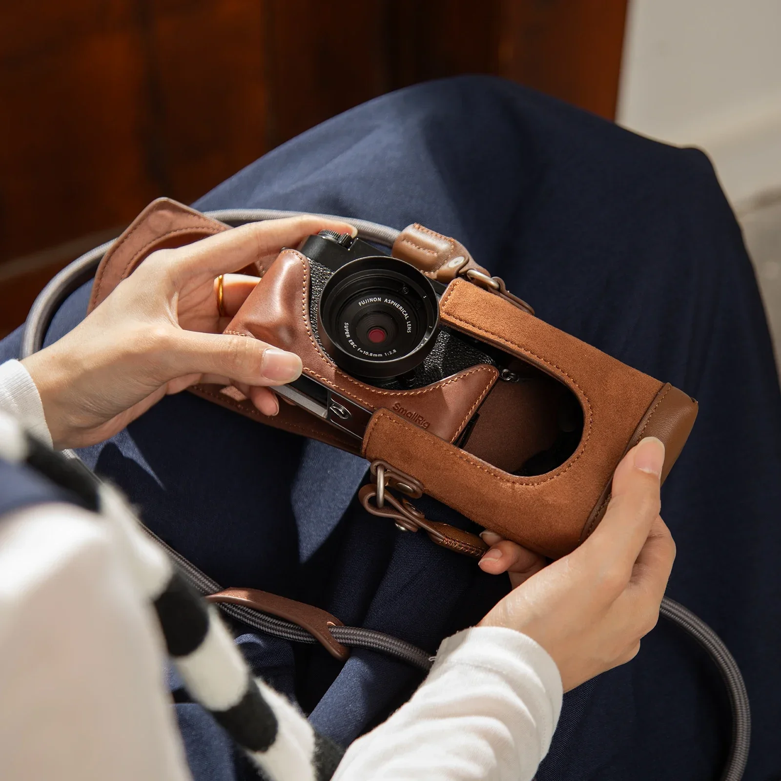 SmallRig Leather Camera Case Kit for FUJIFILM X half with Full-Cover Carrying Ba