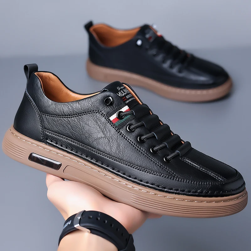 Men's Shoes Spring and Autumn Style 2024 New Trends Universal Men's Casual Shoes Board Leather Soft Sole Breathable Leather