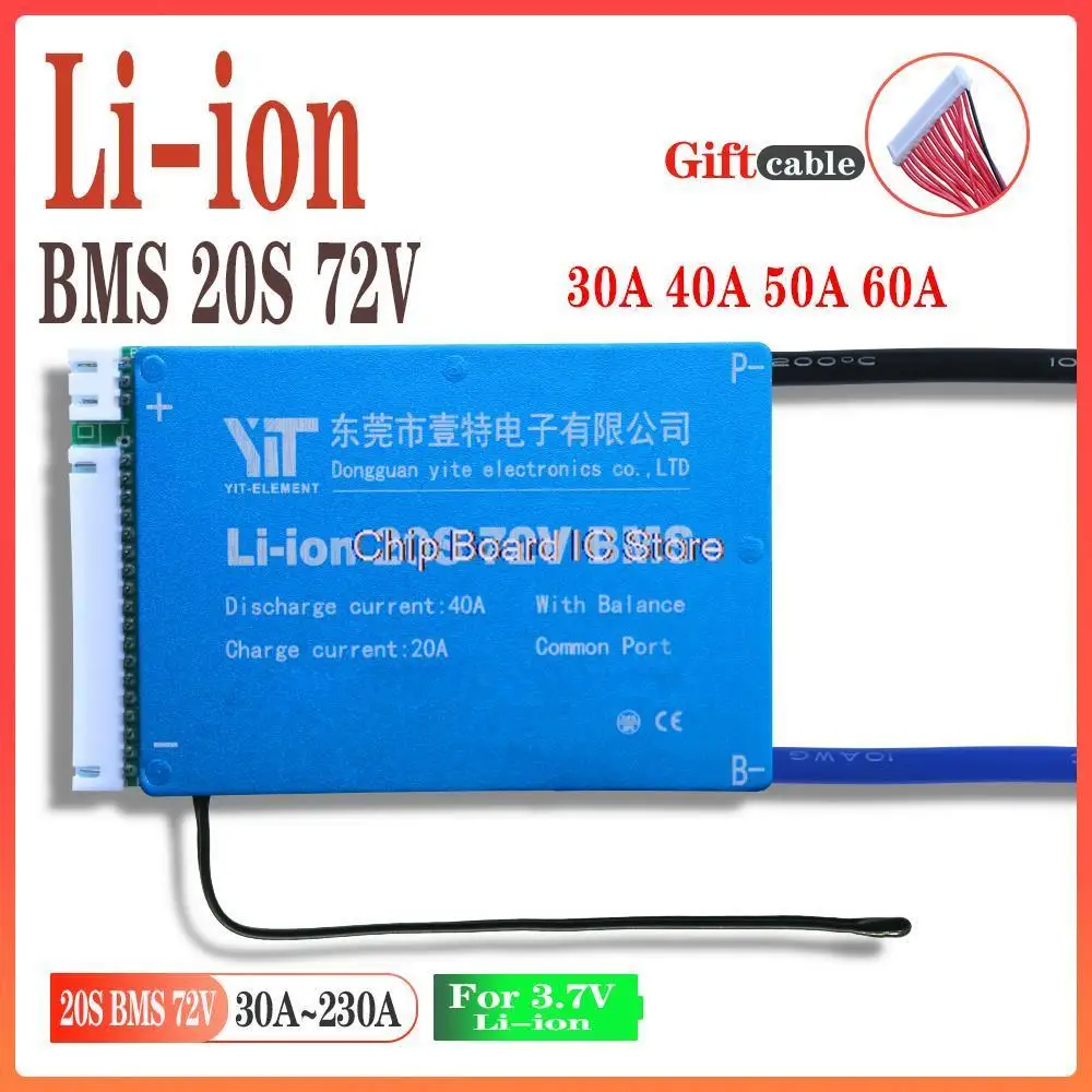 

BMS 20S 72V 18650 26650 3.6v 3.7V Lithium Battery Pack Overcurrent Protection Board With Balanced Temper Senso For Scooter Solar