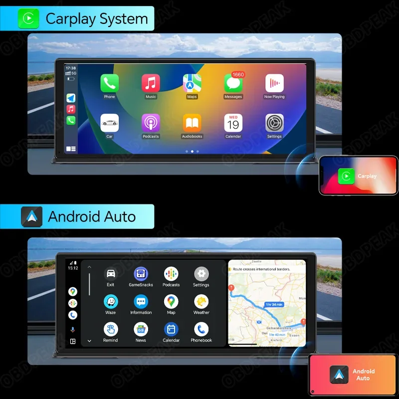 Dash Cam 4K Per Auto Con Schermo 7'' – Telecamera Anteriore E Posteriore – CarPlay Wireless E Android Auto – T20 - 2