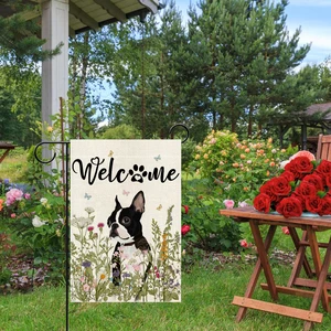 boston terrier garden flag