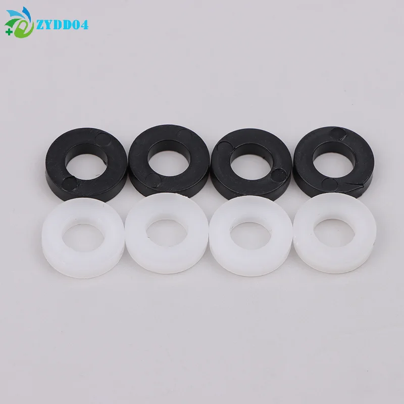 Plastic Drum Screw Washers, White & Black, 100pcs - Flat, 1.3cm/0.51in Diameter