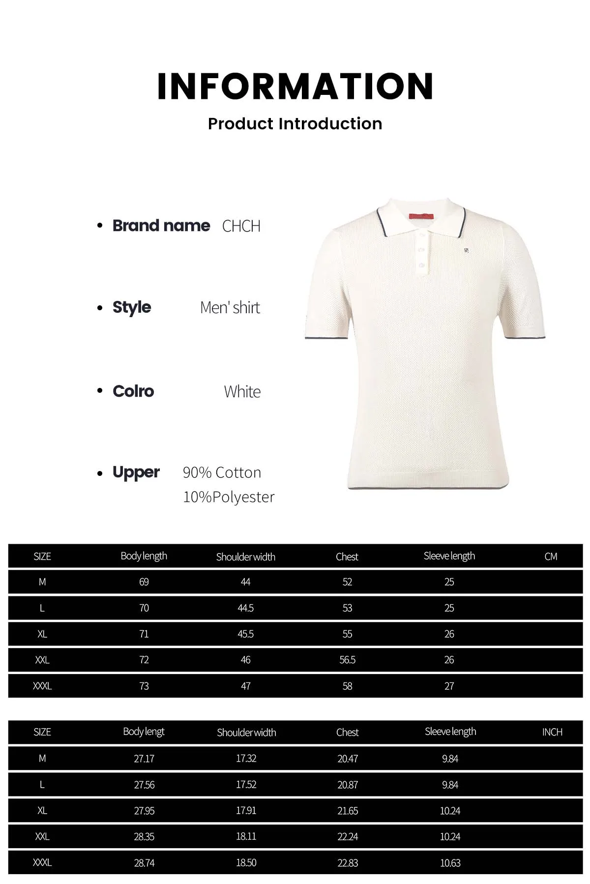 CHCH Men's lapel Short Sleeved Sweater T-shirt New Knitted Casual Business Men's Pullover Sweater T-shirt