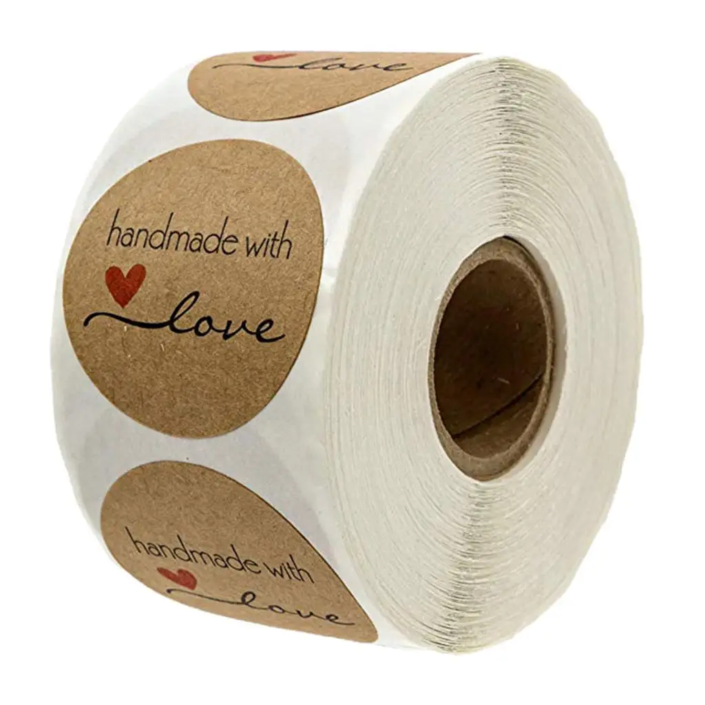 

2 шт./рулон, круглые коричневые наклейки из крафт-бумаги