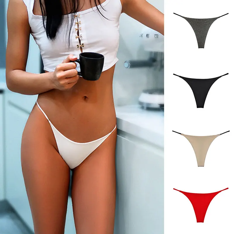 

Sexy G-string Seamless Underwear Low Waist Women Thong Breathable Thin Comfortable Panties Solid Female Underpants Lingerie