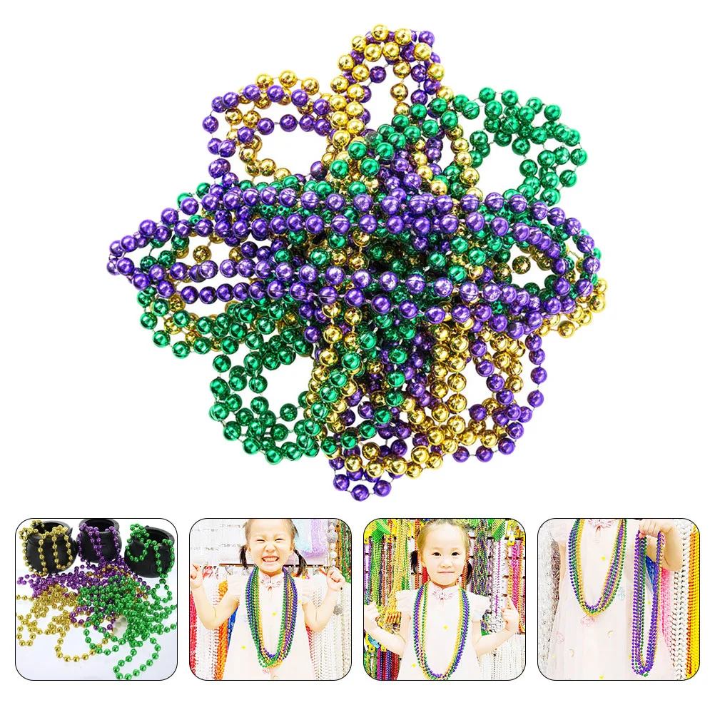 15 Pcs Necklace Ornaments Mardi Gras Beads Round Beaded Party Necklaces Adorn Plastic Chain Colorful Decorations Birthday