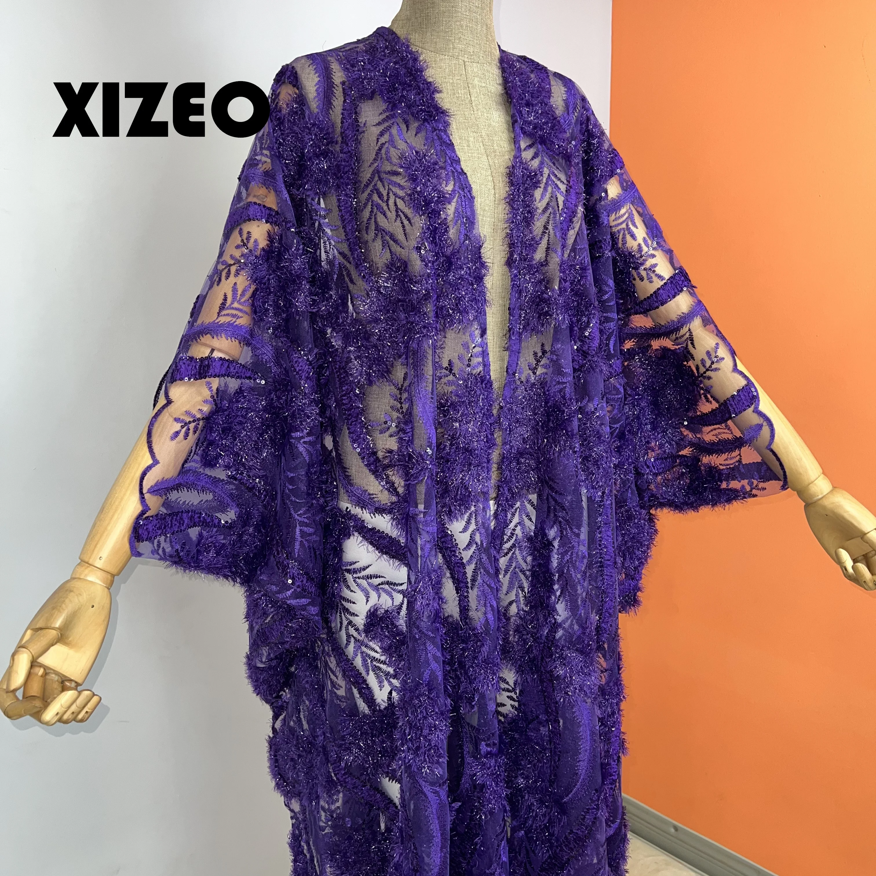 XIZEO Summer Women Cardigan stitch Cocktail sexcy Boho Maxi African Holiday long Sleeve cottonfeeling Robe kimono kaftan
