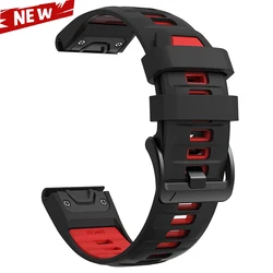 Premium Sport Rubber Bracelet for Fenix8 Watch - Durable and Stylish Strap (Black Red)