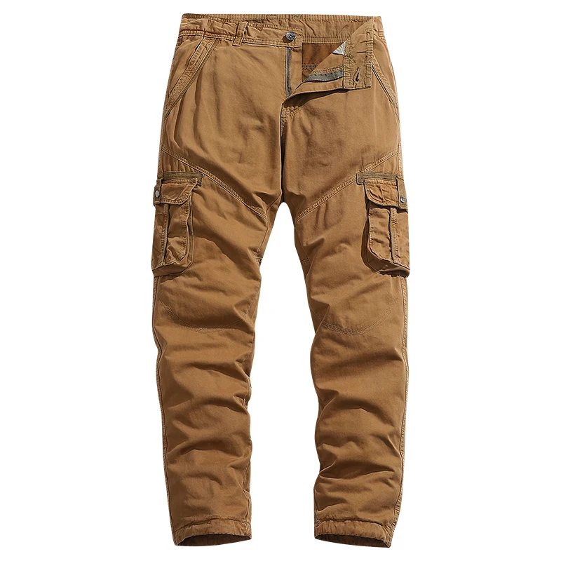 Men's Multi Pockets Cargo Pants Regular Fit Military Trousers Oversized Tactical Pants Button Down Outdoor Working Trousers