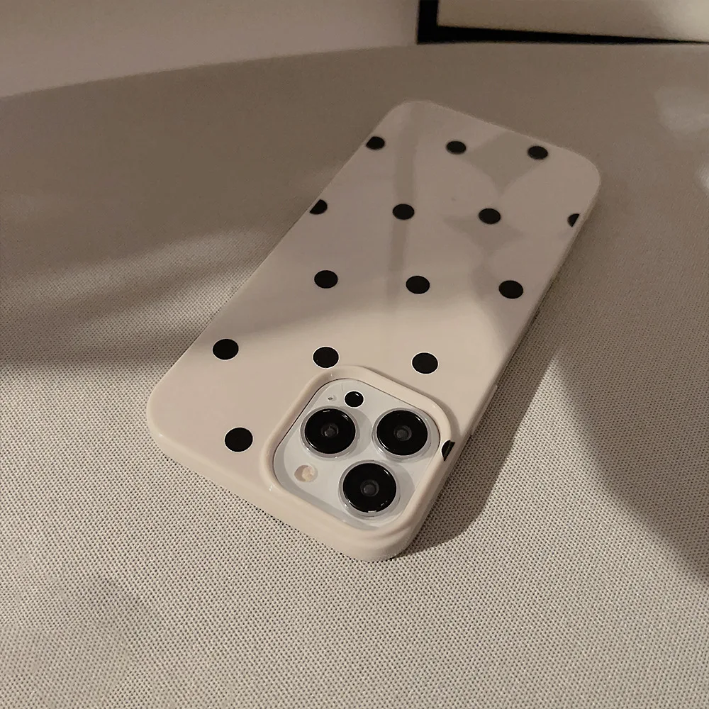 Korean INS Polka Dot Print Khaki Soft Shockproof Phone Case Cover