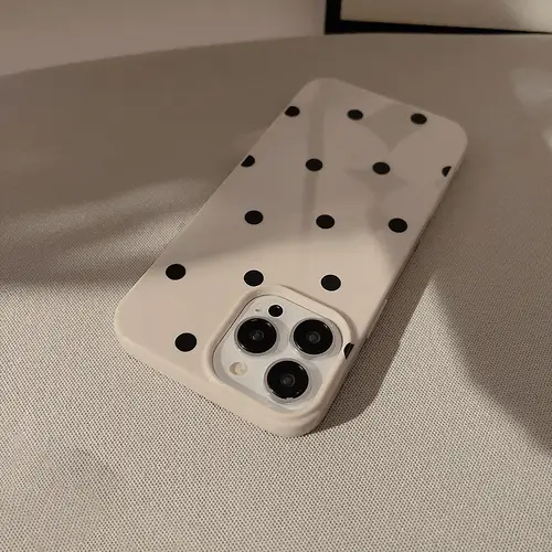 New Korean INS Polka Dot Print Khaki Soft Phone Case For iPhone 16 15 14 13 12 11 X XS XR Pro Max Plus Shockproof Bumper Cover - Image 4
