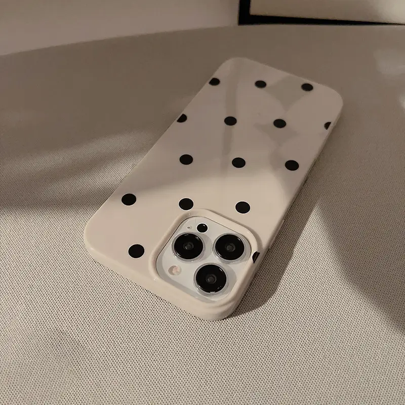 New Korean INS Polka Dot Print Khaki Soft Phone Case For iPhone 16 15 14 13 12 11 X XS XR Pro Max Plus Shockproof Bumper Cover - Image 4