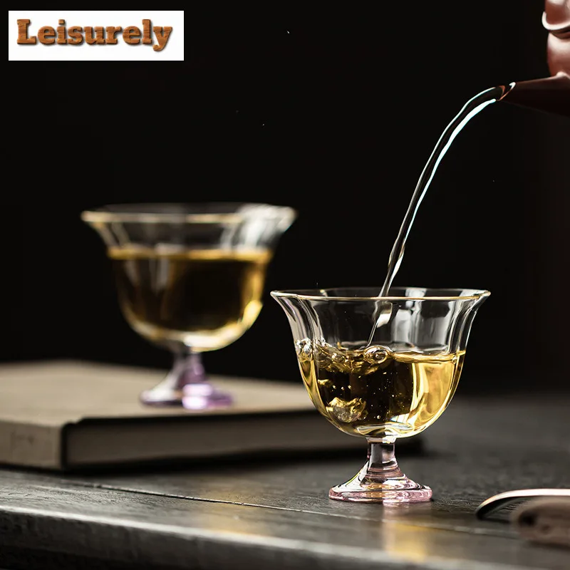 High Borosilicate Glass High-foot Teacup Boutique Tea Bowl Set Of Cups Tea-tasting Personal Cup Chazhan Master Cups For Tea Gift