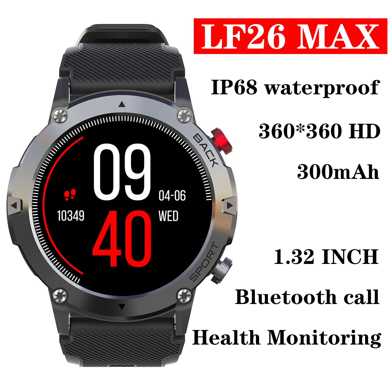 LEMFO Smart Watch Men Bluetooth Call LF26MAX IP68 Waterproof