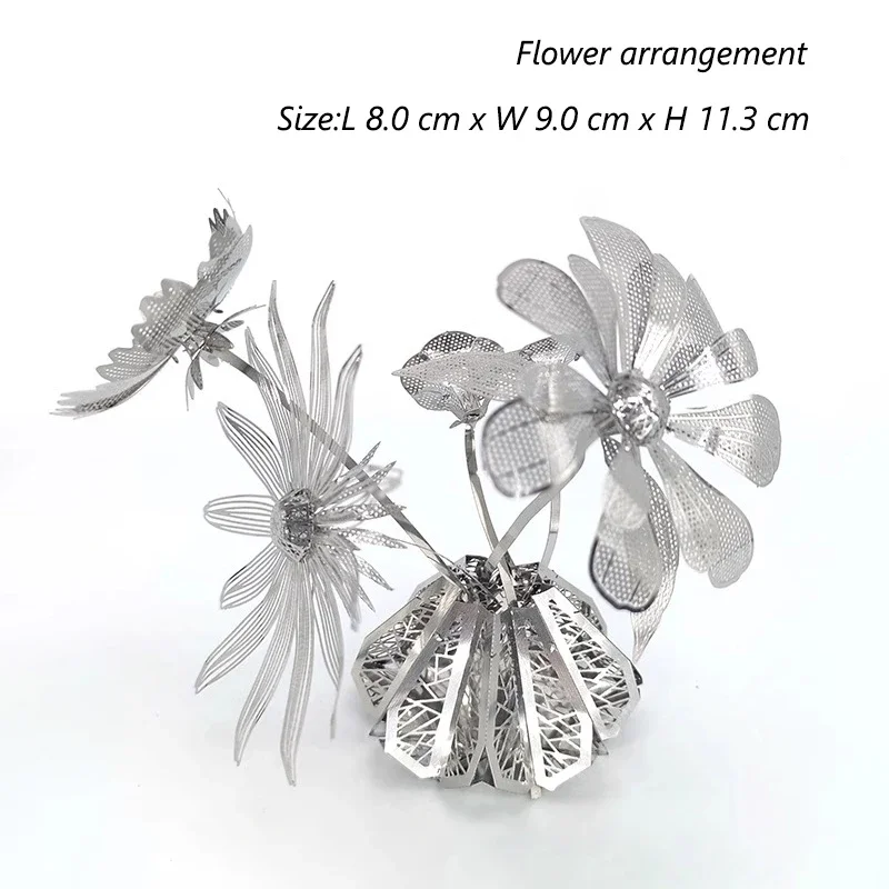 Flower Arrangement 3D Metal Puzzle Flower Plant Potting Model Assembly Puzzle Kits Jigsaw Toys For Kids Adult 5
