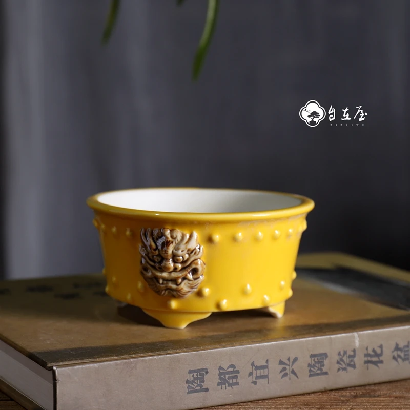 Chinese Ceramic Colorful Bonsai Pot, Table Vase, Garden Decoration, Home Decoration