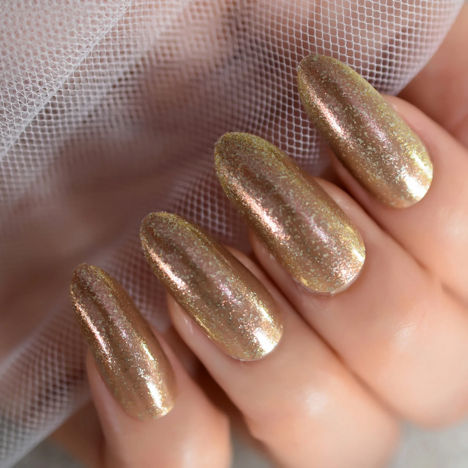 Colore Marrone Unghie Lunghe Medie Stiletto Unghie Finte Glitter Stampa Su Unghie Unghie Finte Ongles Finti Enfant Popits Ongle