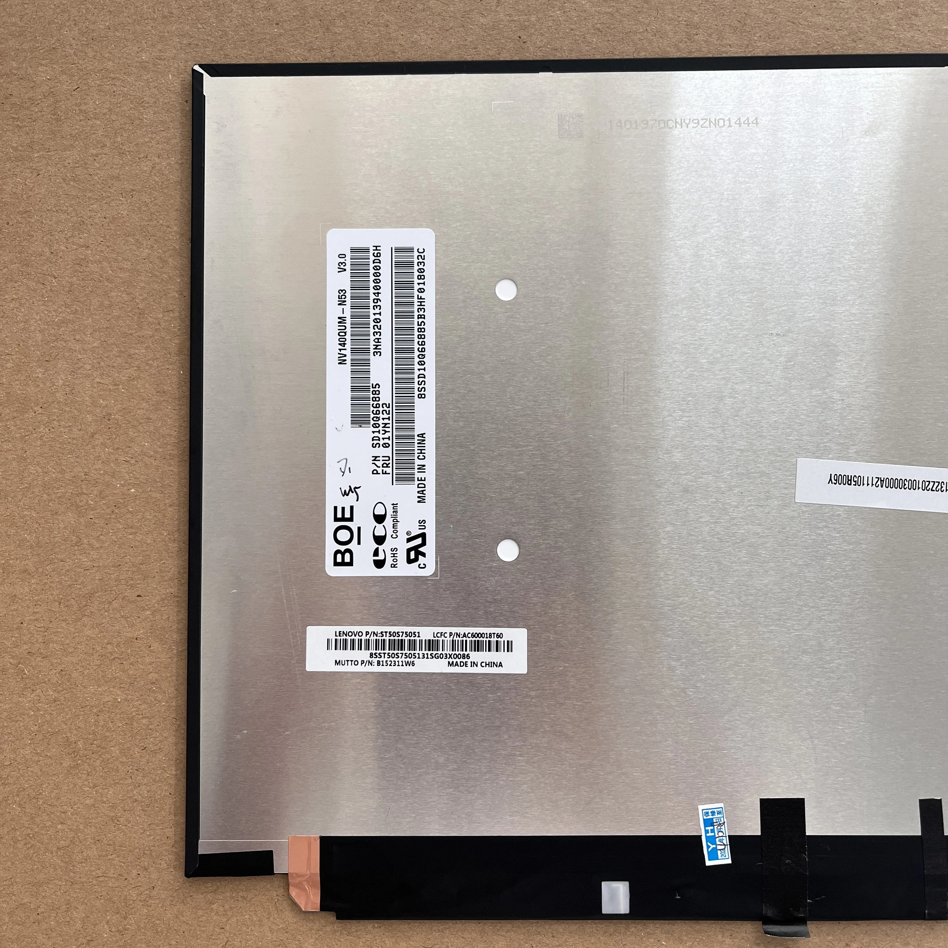 NV140QUM-N53 LCD 스크린 디스플레이 패널, 14 인치 UHD 3840 × 2160 EDP, 40 핀 비터치, 신제품 교체