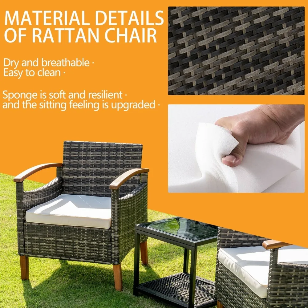 Outdoor Patio Furniture Sets, 3 Pcs   with Side Coffee Table,  for Yard Garden Backyard Lawn,  Outdoor Patio Furniture Sets 3