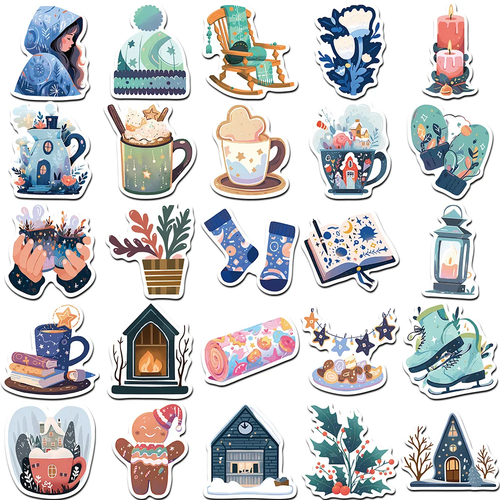 10/30/50PCS Cartoon Winter Christmas Graffiti Stickers Decals DIY Phone Scrapbook Luggage Helmet Kid Toy Cute Waterproof Sticker 6