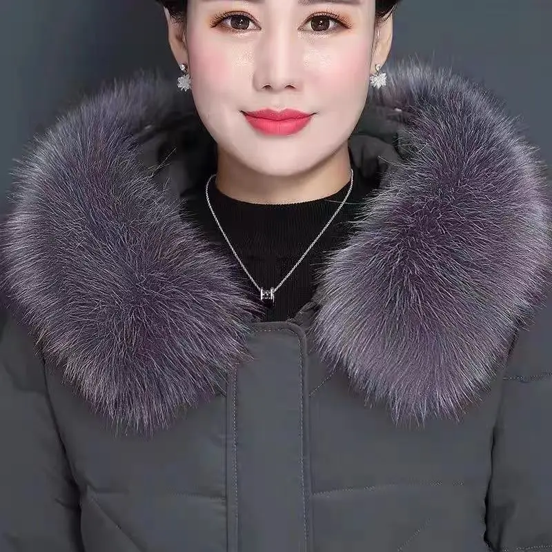 

White Duck Down Jacket Women's Autumn and Winter Warm Parka Large Hooded Coat X23